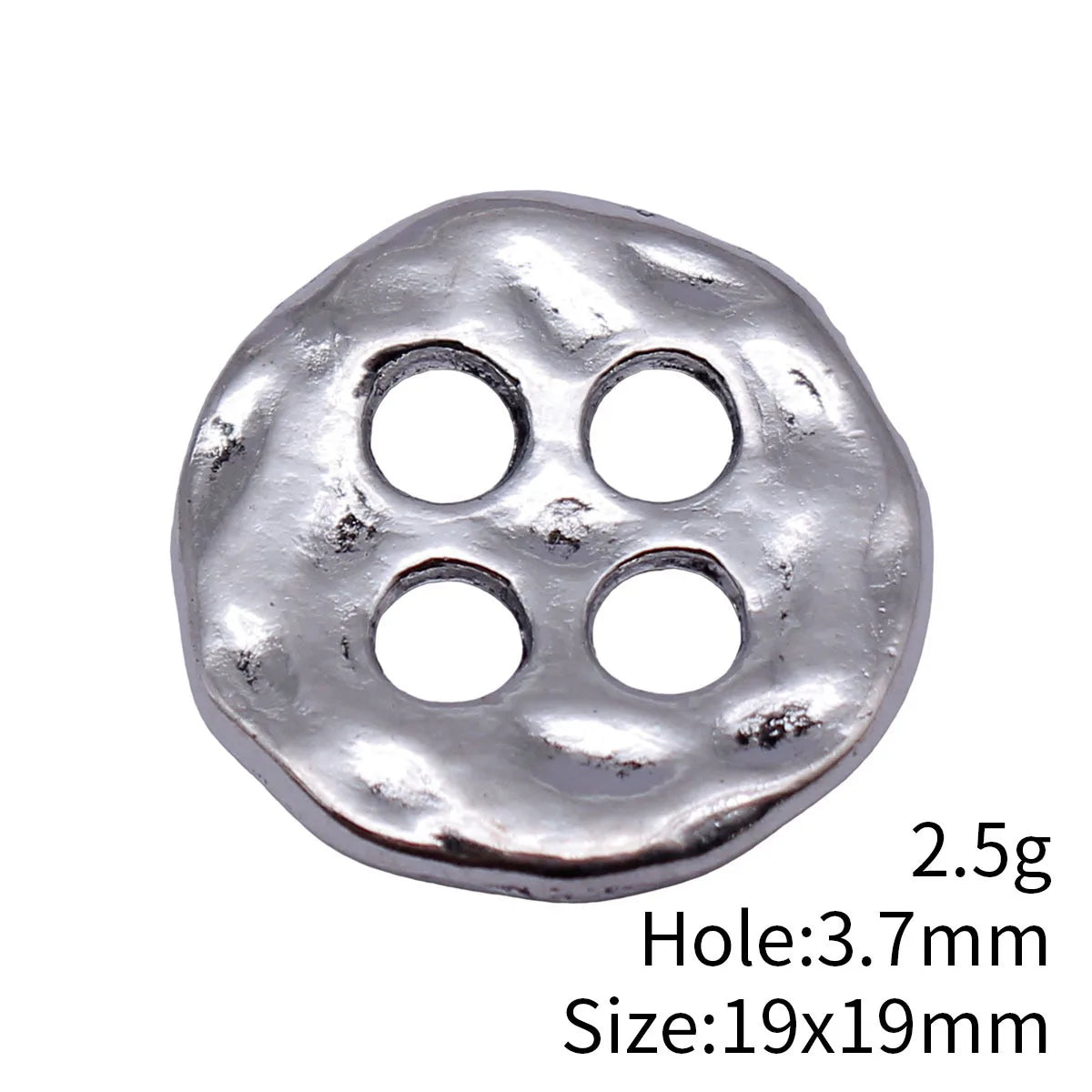 19x19mm 2.5g Antique Silver Zinc Alloy Four Hole Button Charm Pendant for DIY Necklace Bracelet Making