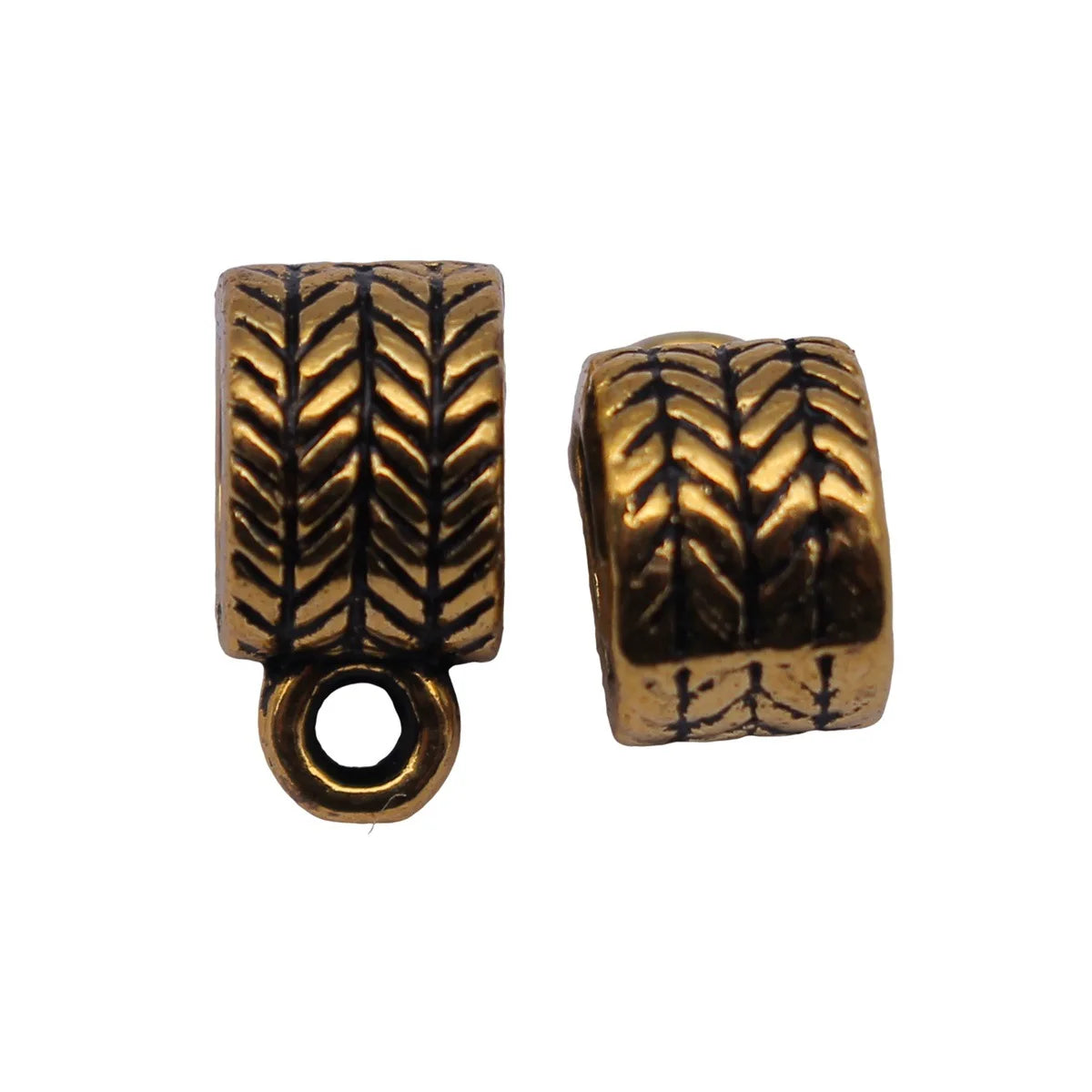 11x7.8x5.6mm 1g Antique Gold Zinc Alloy Carved Pattern Three-Way Pendant Bail Connector for DIY Jewelry