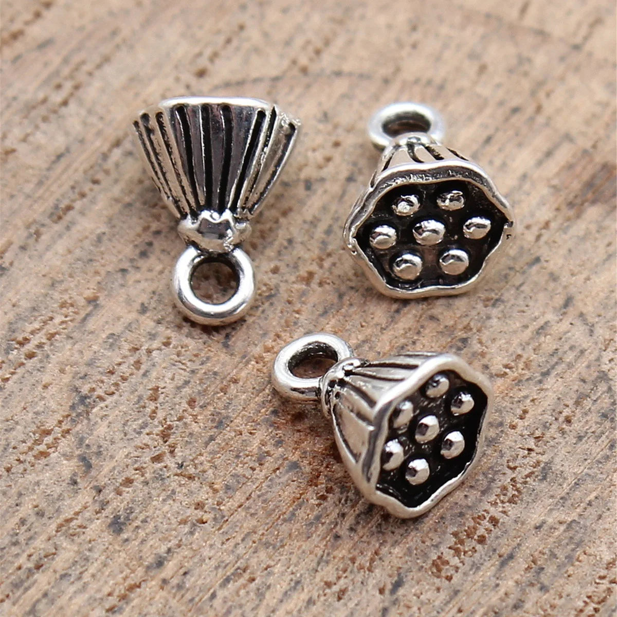 8x6x6mm 0.62g Multicolor Zinc Alloy Lotus Seed Pod Charm Pendant for DIY Necklace Bracelet Making