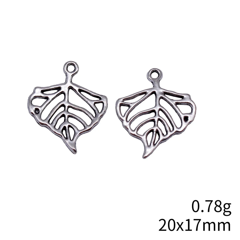 20x17mm 0.78g Antique Silver Zinc Alloy Hollow Leaf Charm Pendant for DIY Necklace Bracelet Making