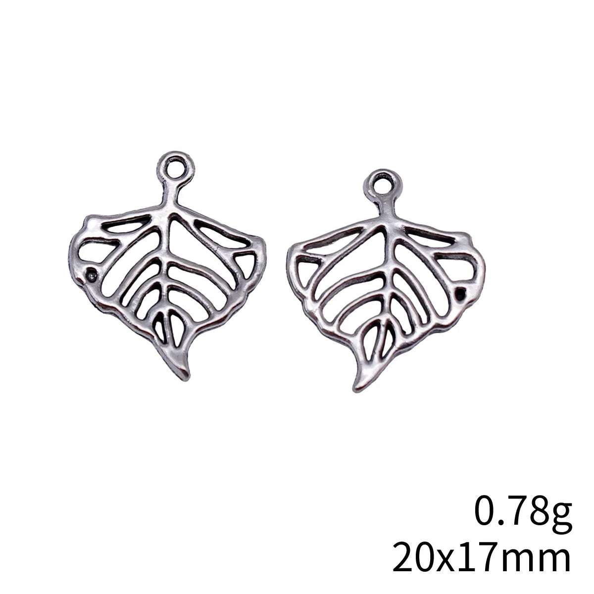 20x17mm 0.78g Antique Silver Zinc Alloy Hollow Leaf Charm Pendant for DIY Necklace Bracelet Making