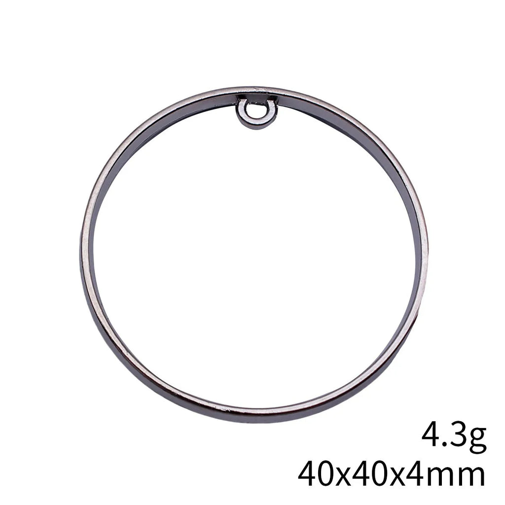 40x40x4mm 4.3g Silver Tone Zinc Alloy Round Ring Charm Pendant for DIY Necklace Bracelet Making
