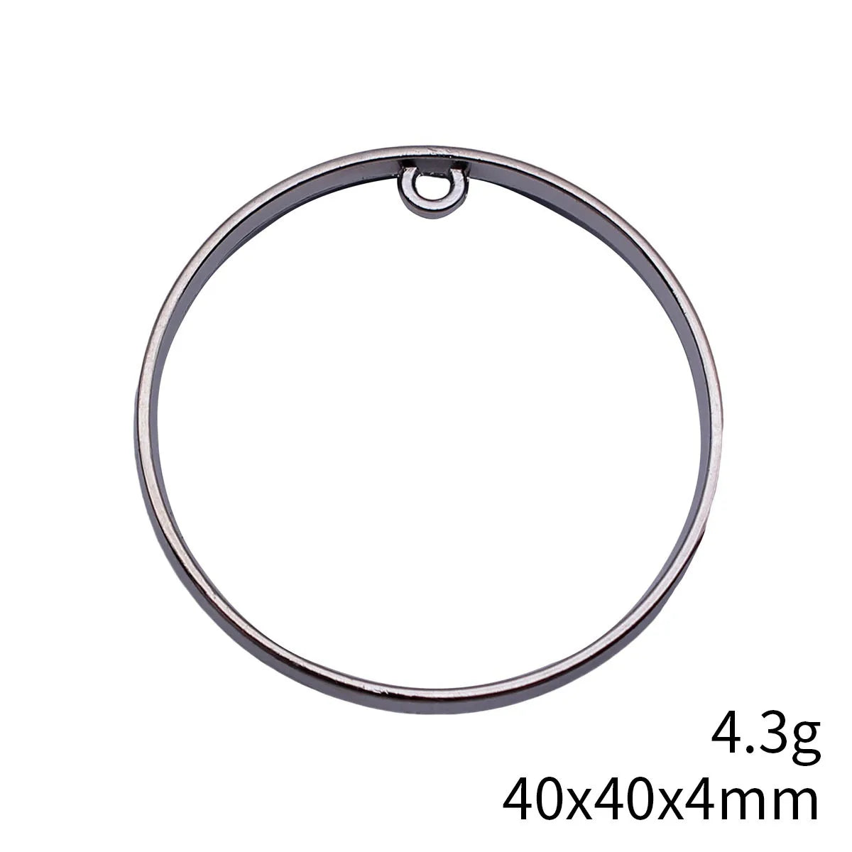 40x40x4mm 4.3g Silver Tone Zinc Alloy Round Ring Charm Pendant for DIY Necklace Bracelet Making
