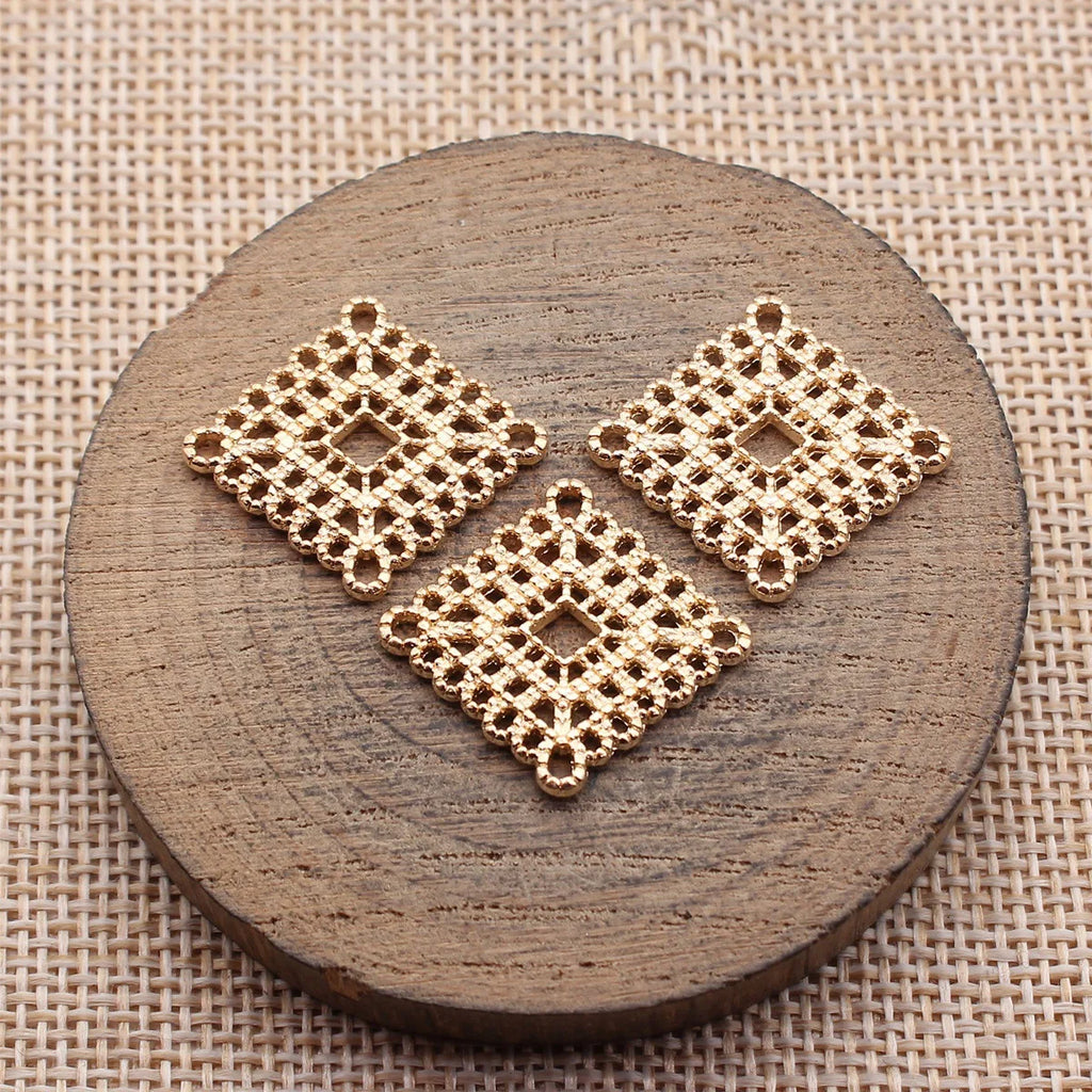 24x22mm 2.1g Multicolor Zinc Alloy Hollow Diamond Connector Charm for DIY Bracelet Jewelry Making