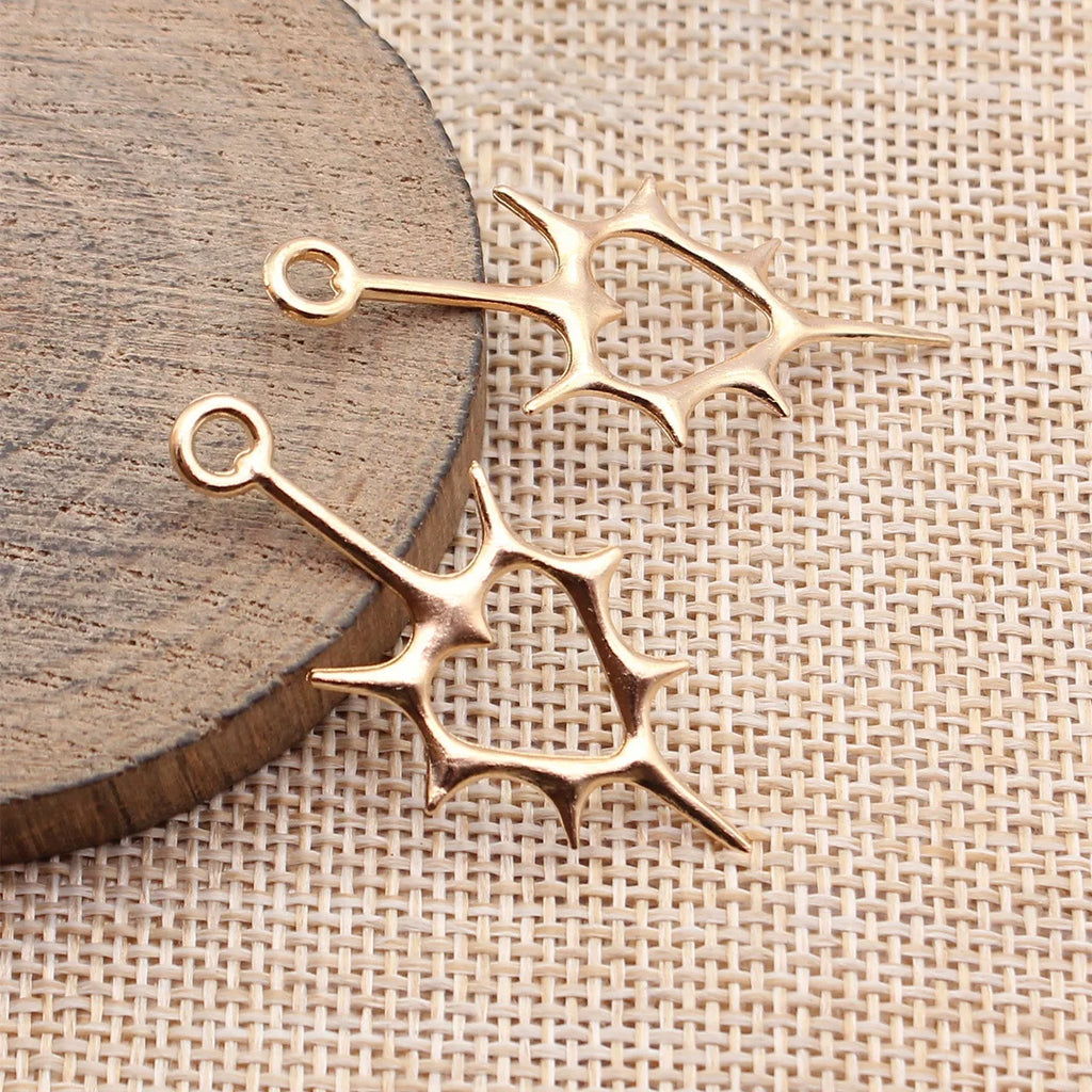 44x19mm 1.2g Multicolor Zinc Alloy Hollow Thorn Heart Earring Charms for DIY Jewelry Making