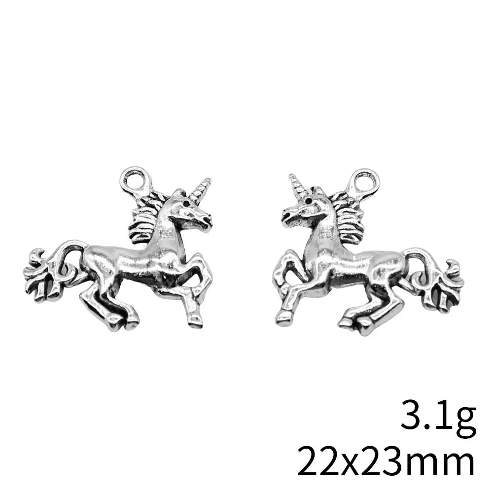 22x23mm 3.1g Antique Silver Zinc Alloy Unicorn Charm Pendant for DIY Necklace Bracelet Jewelry Making