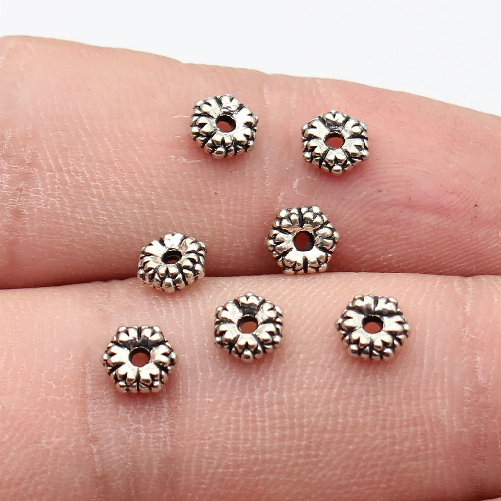 5.3x5.3x2.3mm 0.24g Multicolor Zinc Alloy Hexagon Spacer Beads for DIY Necklace Bracelet Jewelry Making