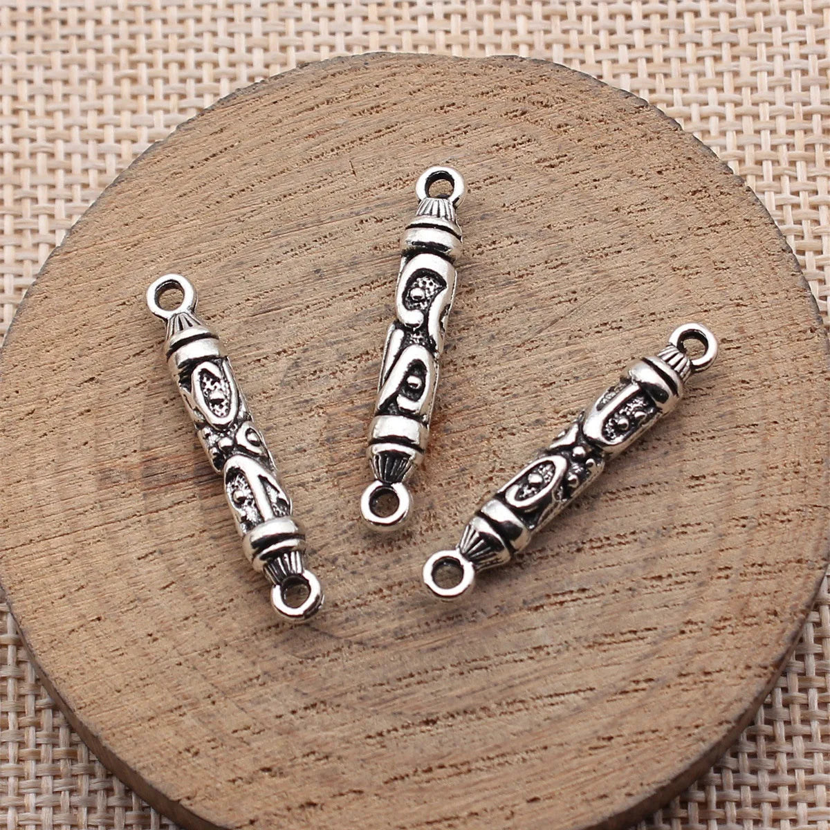29x5x5mm 2g Multicolor Zinc Alloy Carved Long Stick Connector Charm for DIY Jewelry Making
