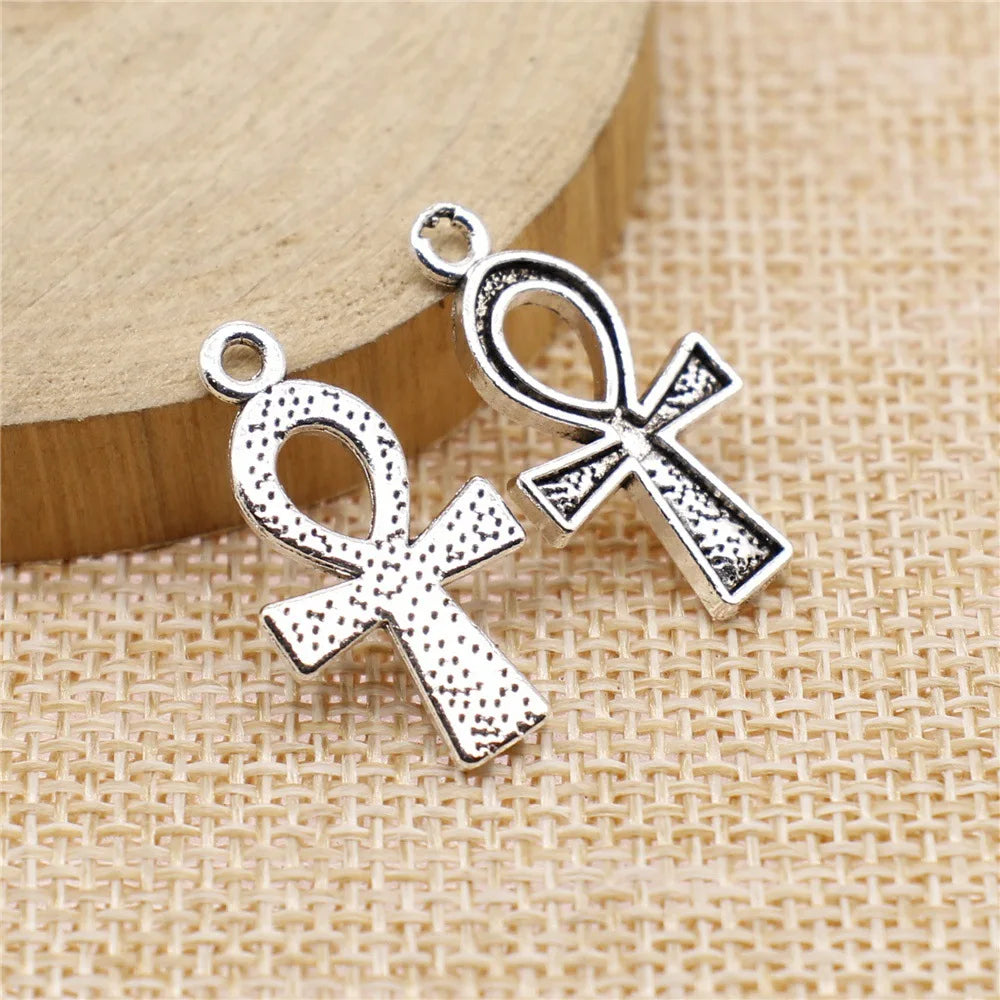 25x14mm 1.5g Antique Silver Zinc Alloy Egyptian Ankh Cross Charm Pendant for DIY Jewelry Making