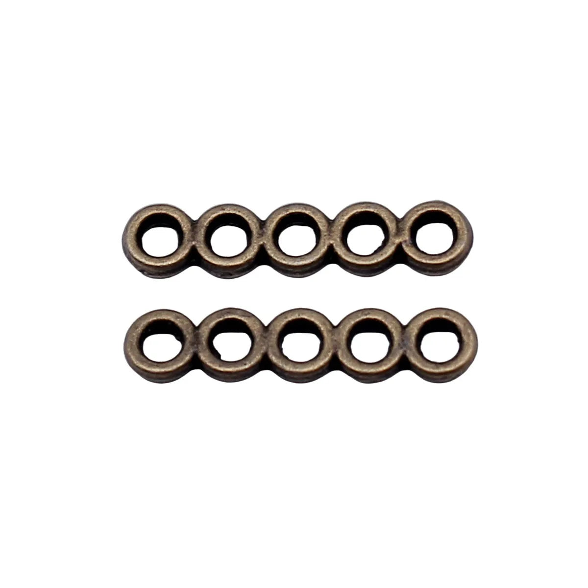 17x4mm 0.29g Antique Bronze Zinc Alloy Five-Hole Connector Charm for DIY Bracelet Jewelry Making