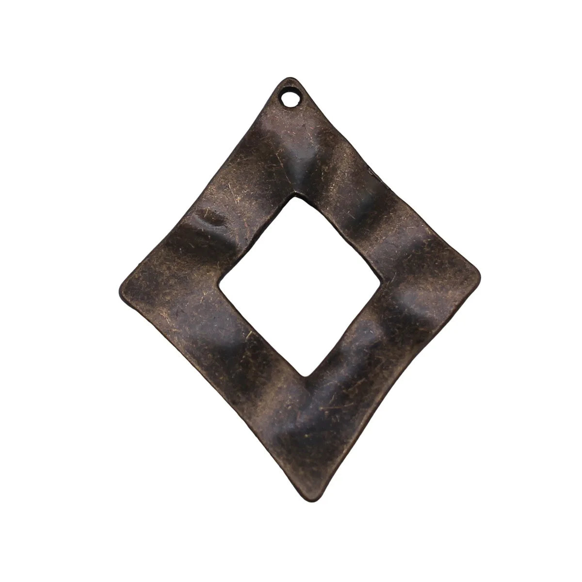 43x34mm 4.5g Antique Bronze Zinc Alloy Openwork Hammered Diamond Hollow Charm Pendant for DIY Necklace