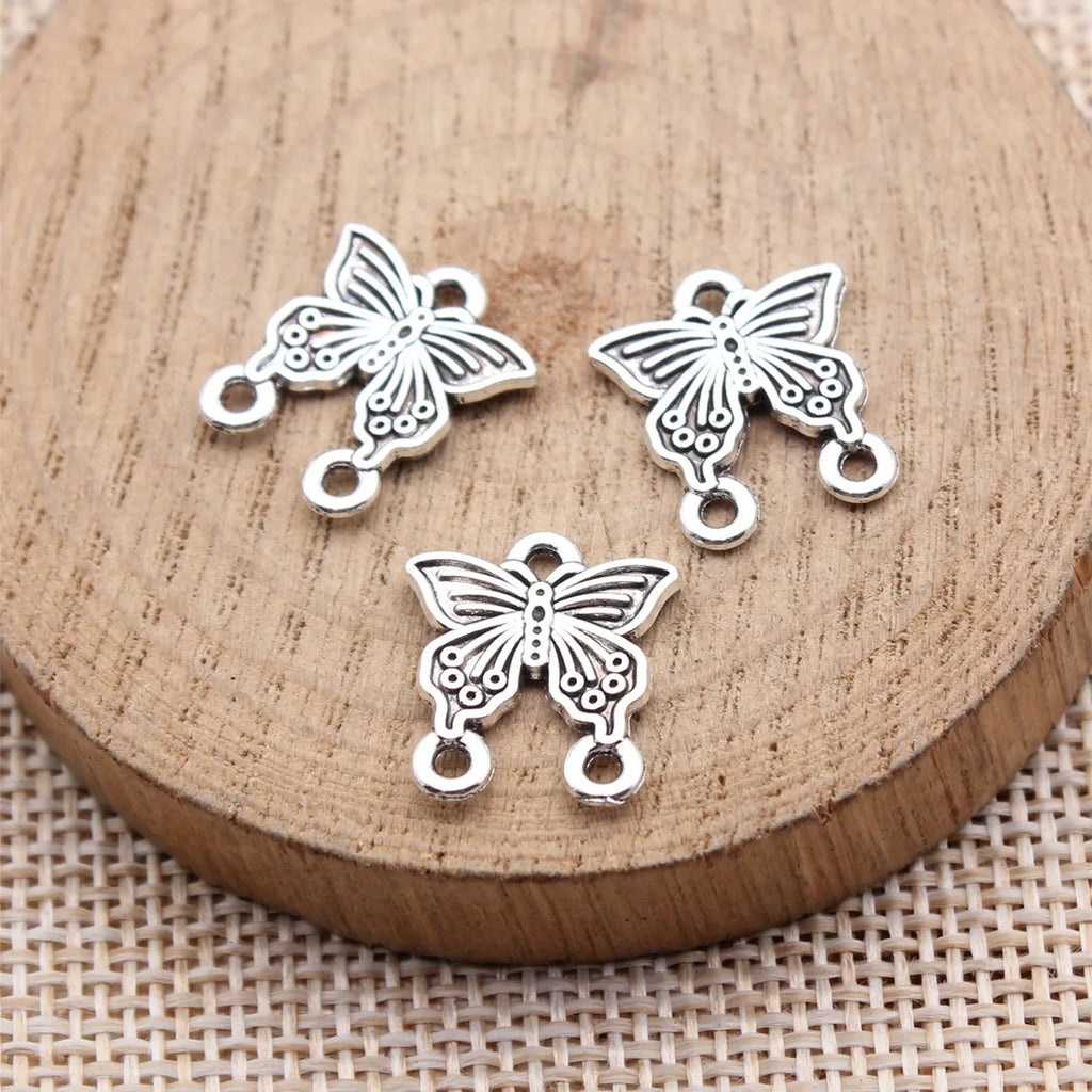 16x14mm 0.88g Antique Silver Zinc Alloy Butterfly Connector Charm for Necklace Bracelet DIY Jewelry