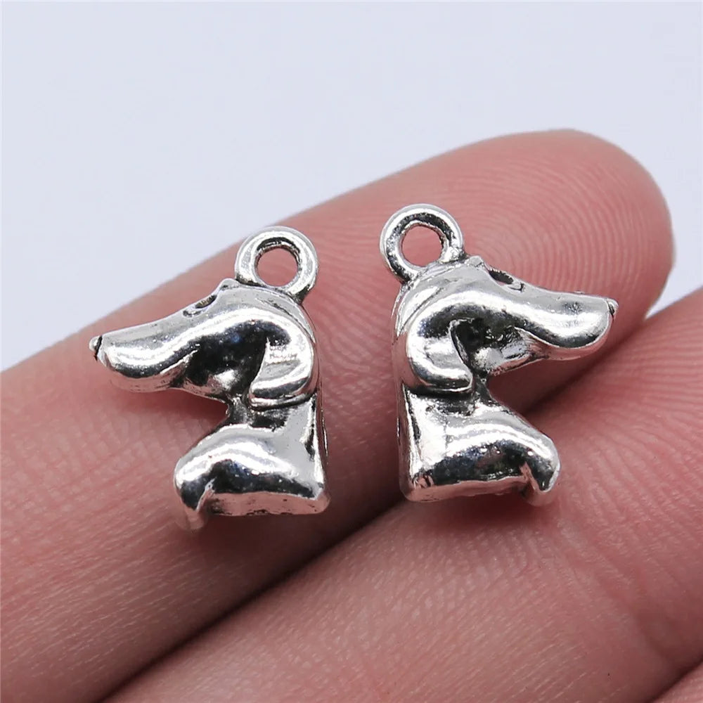 14x12mm 2.5g Antique silver zinc alloy Dog Head charm pendant for DIY pet theme jewelry making