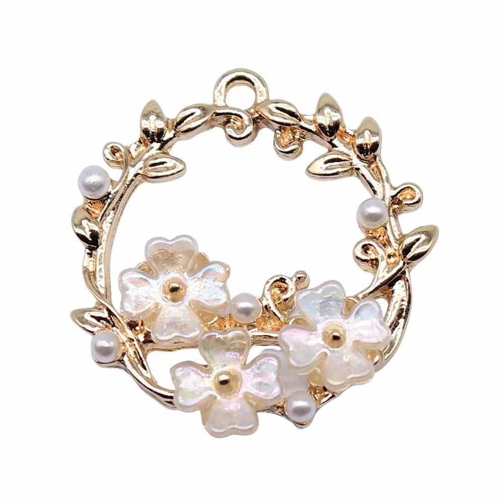 23x23mm 2.5g KC Gold Zinc Alloy Wreath Charm Pendant for DIY Necklace Bracelet Jewelry Making