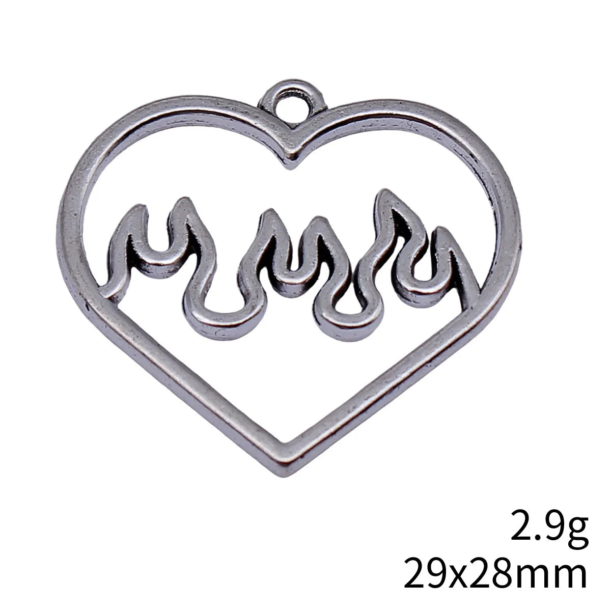 29x28mm 2.9g Antique Silver Zinc Alloy Hollow Flame Heart Charm Pendant for DIY Jewelry Making