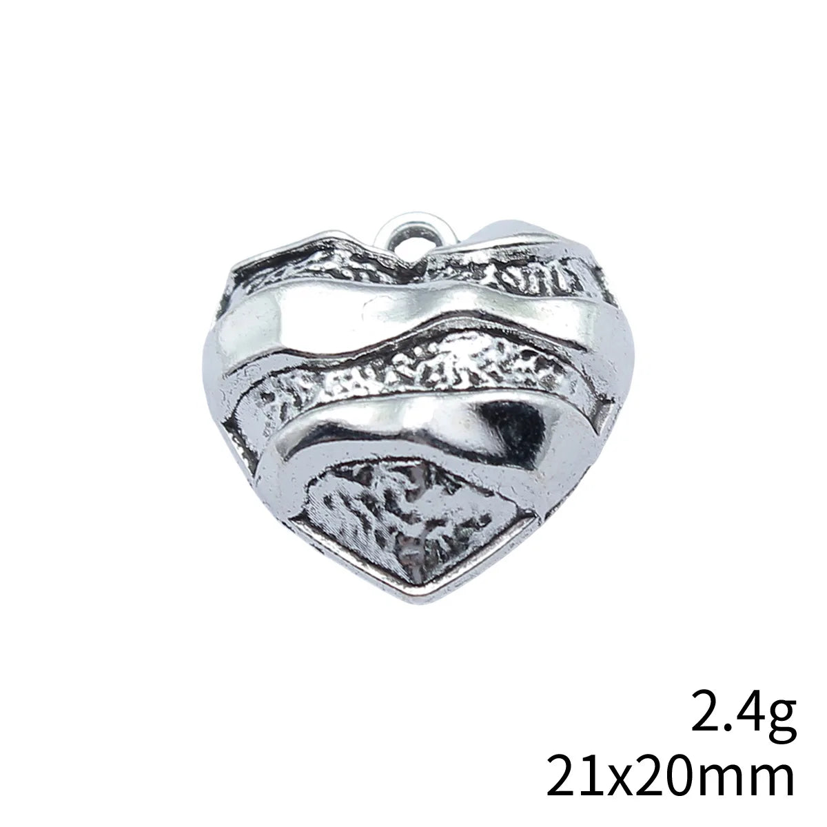 21x20mm 2.4g Antique Silver Zinc Alloy Striped Heart Charm Pendant for DIY Necklace Bracelet Making