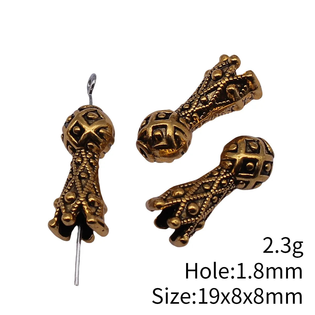 19x8x8mm 2.3g Antique Gold Zinc Alloy Imam Prayer Loose Metal Beads for Rosary Bracelet Making