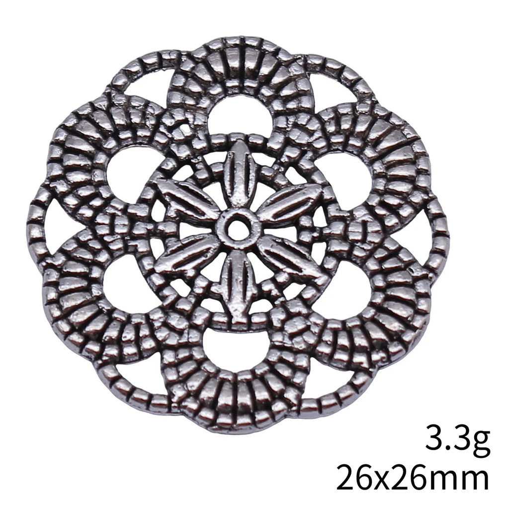 26x26mm 3.3g Multicolor Zinc Alloy Round Flower Filigree charm pendant for DIY jewelry making