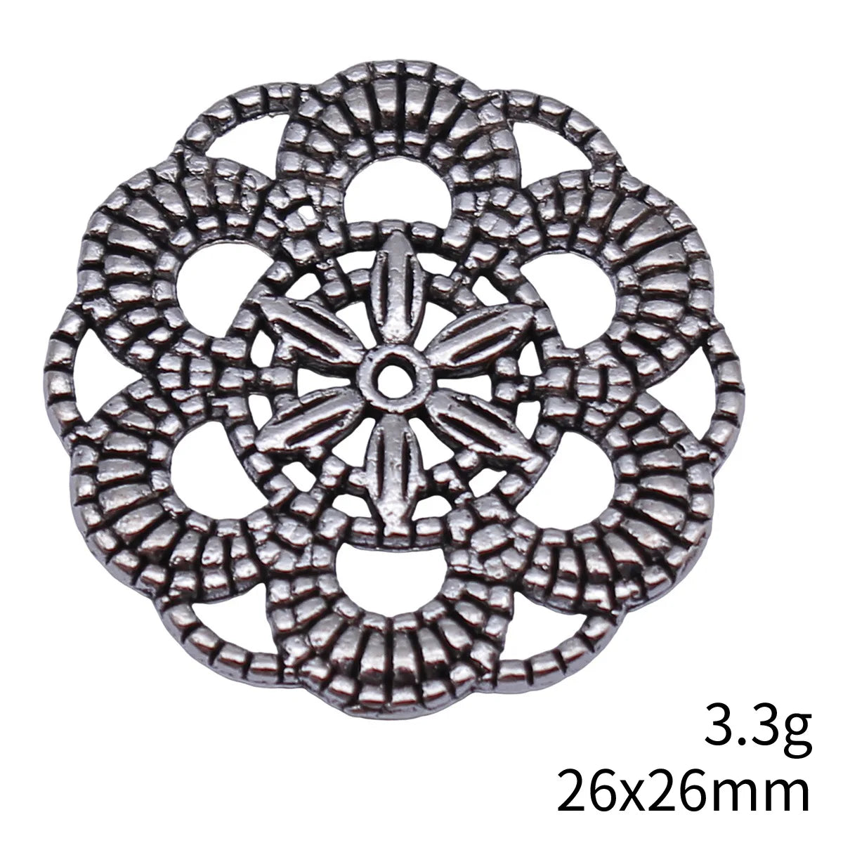 26x26mm 3.3g Multicolor Zinc Alloy Round Flower Filigree charm pendant for DIY jewelry making
