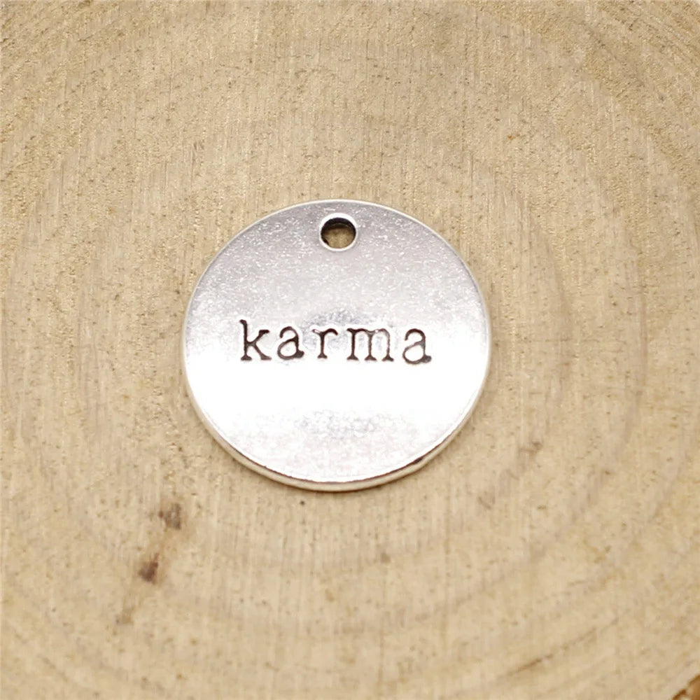 20x20mm 3g Multicolor Zinc Alloy karma Word Charm Pendant for DIY Necklace Bracelet Making