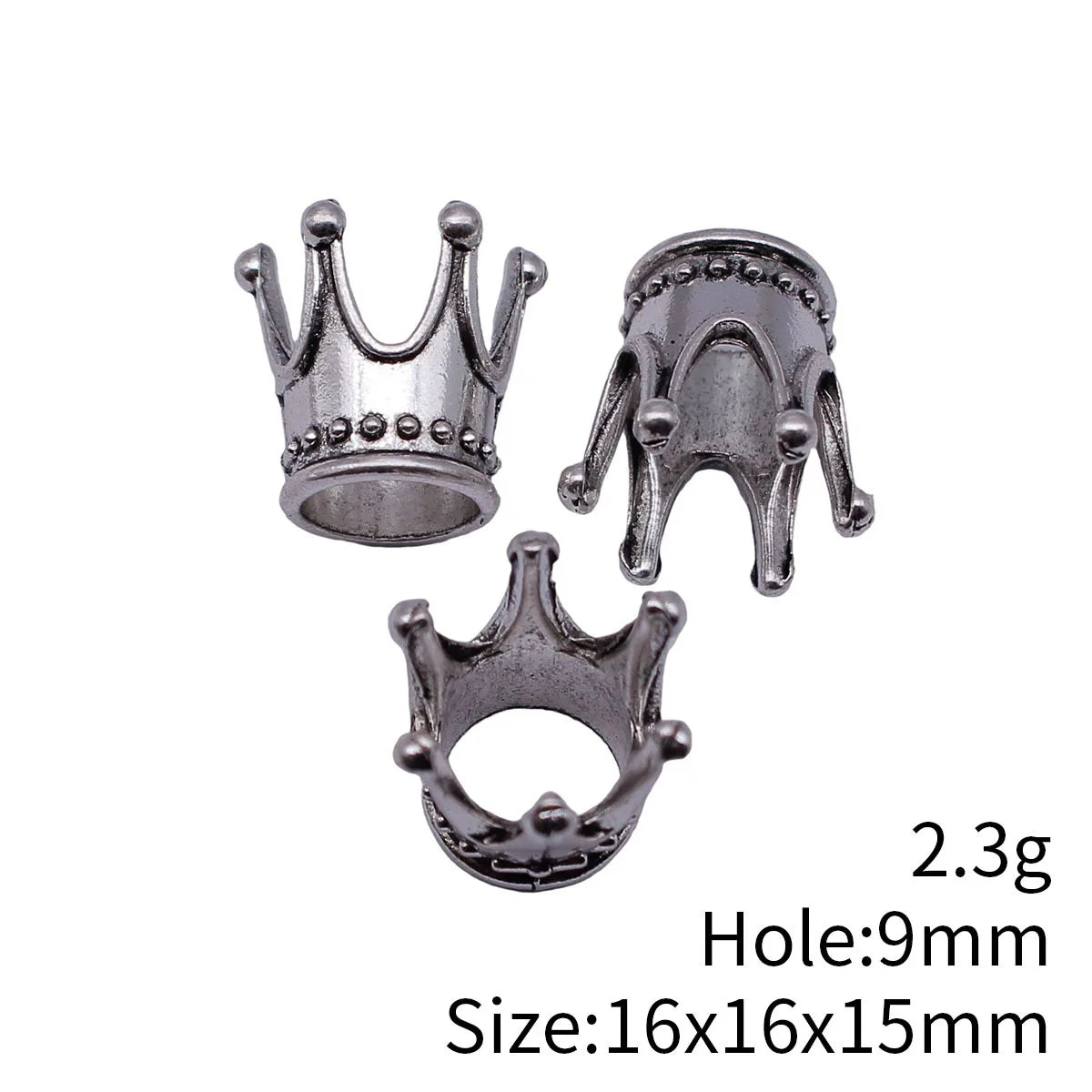 16x16x15mm 2.3g Antique Silver Zinc Alloy 3D Crown Jewelry Findings for DIY Bracelet Necklace Making