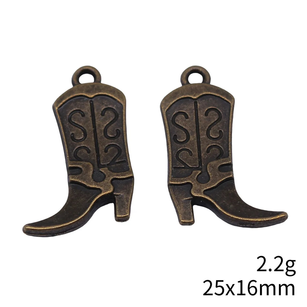 25x16mm 2.2g Multi Color Zinc Alloy Double Sided Cowboy Boot Charm Pendant for DIY Western Jewelry Making