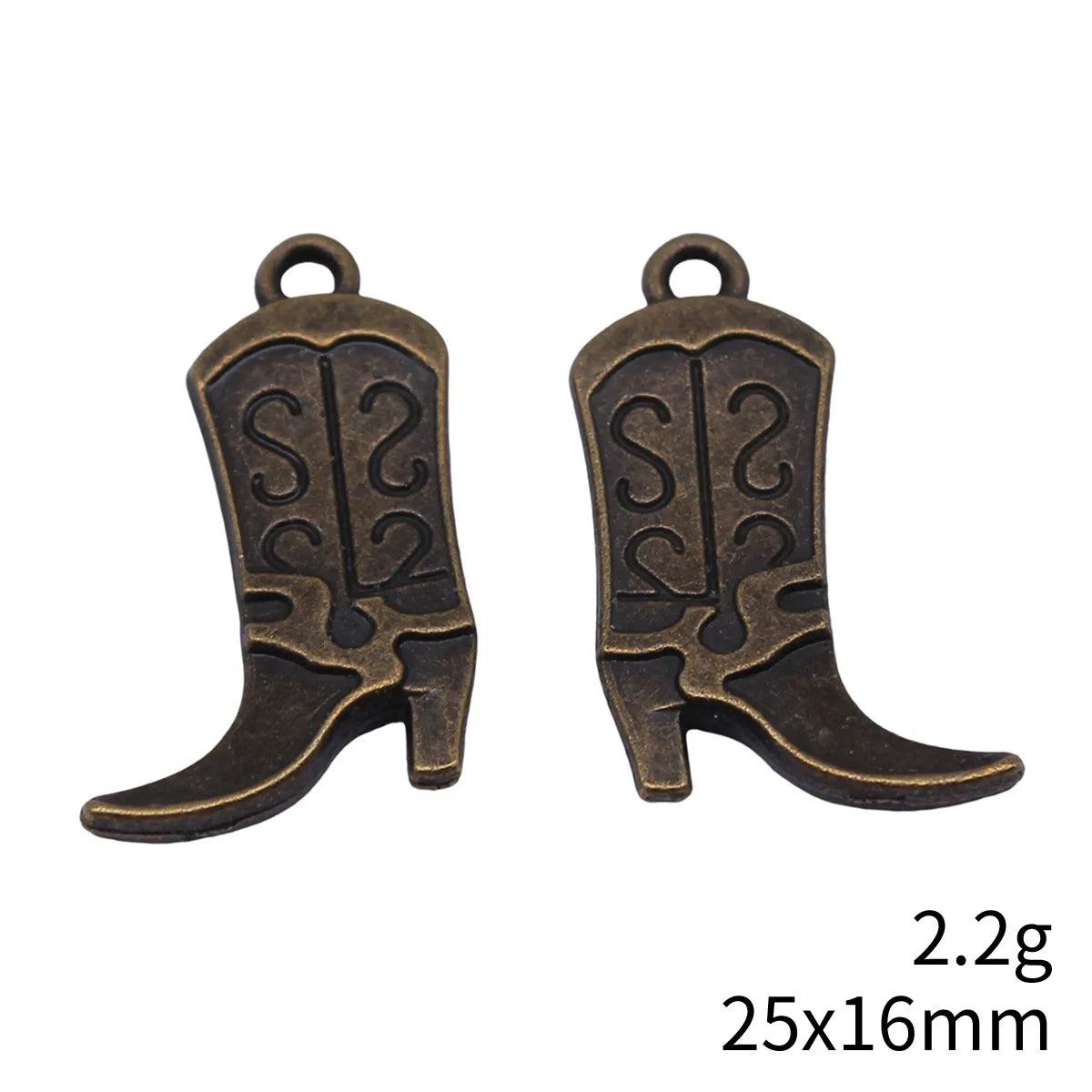 25x16mm 2.2g Multi Color Zinc Alloy Double Sided Cowboy Boot Charm Pendant for DIY Western Jewelry Making