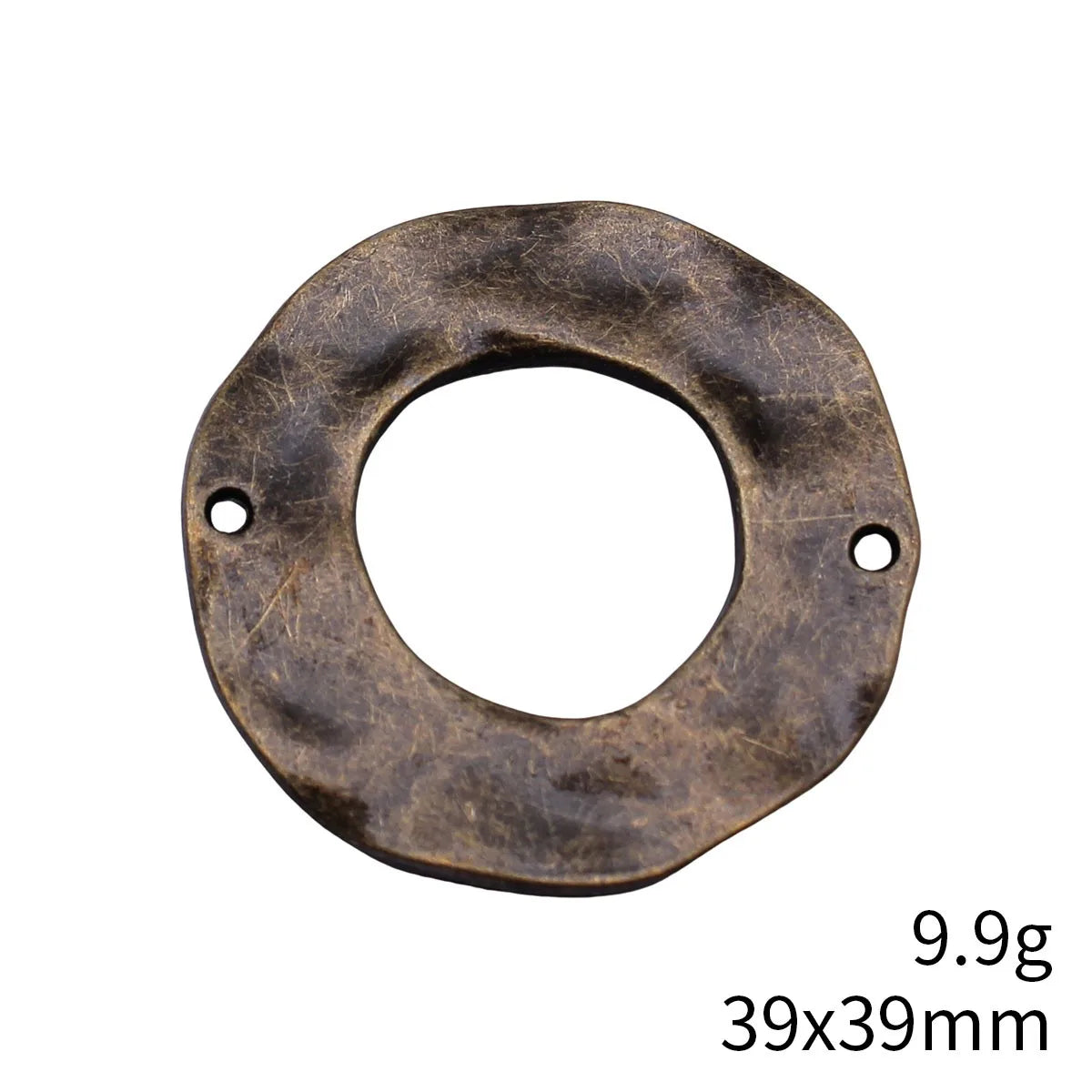 39x39mm 9.9g Antique Bronze Zinc Alloy Hammered Round Ring Connector Charm for DIY Jewelry Making