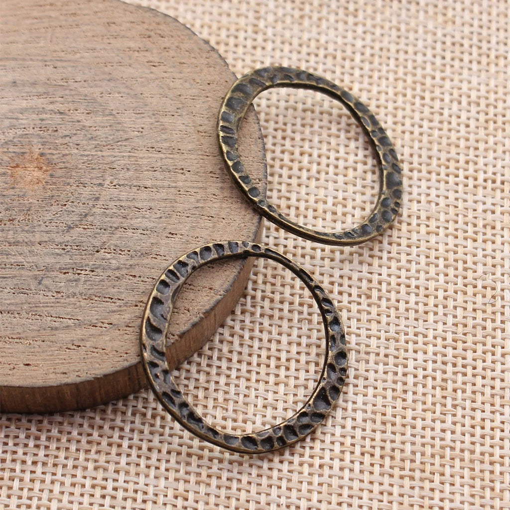 30x28mm 1.8g Multicolor Zinc Alloy Hammered Irregular Round Ring Connector Charm for DIY Jewelry Making