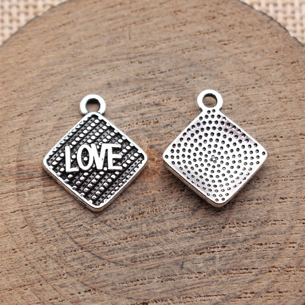 19x16mm 1.4g Antique Silver Zinc Alloy LOVE Charm Pendant for DIY Necklace Bracelet Making