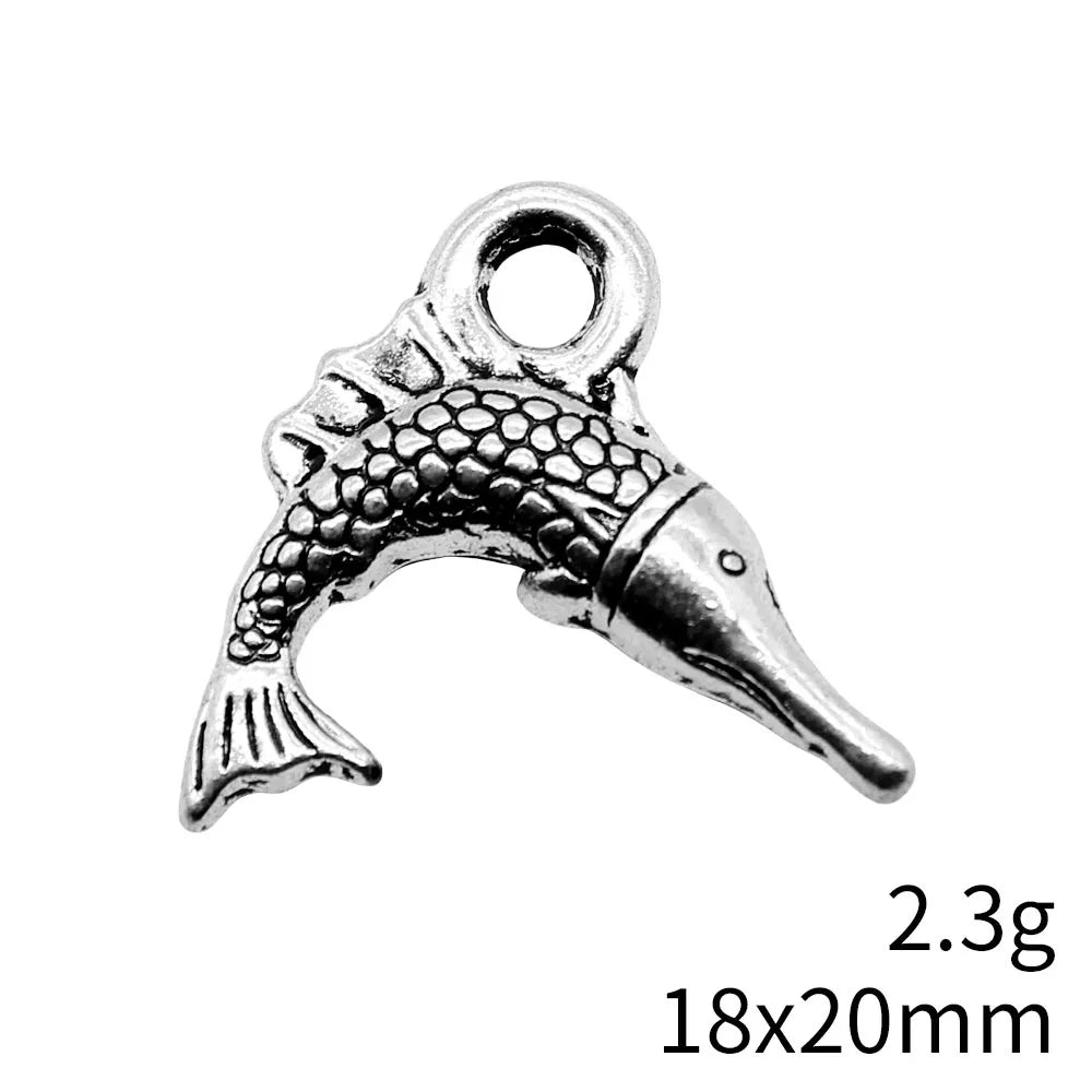 18x20mm 2.3g Multicolor Zinc Alloy Swordfish Fish Charm Pendant for DIY Bracelet Necklace Jewelry Making