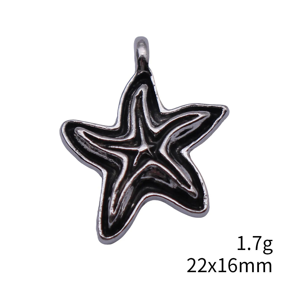 22x16mm 1.7g Blackened Silver Tone Zinc Alloy Starfish Charm Pendant for DIY Jewelry Making