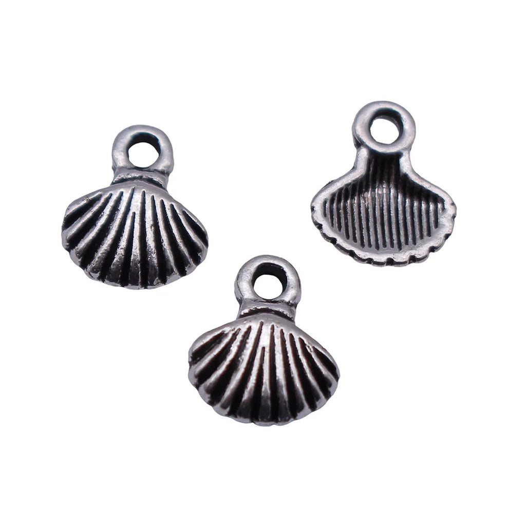 8.5x6.9mm 0.21g Antique Silver Zinc Alloy Shell Charm Pendant for DIY Necklace Bracelet Making