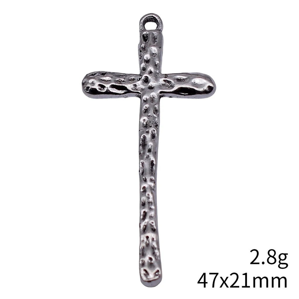47x21mm 2.8g Multicolor Zinc Alloy Hammered Cross Charm Pendant for DIY Necklace Jewelry Making