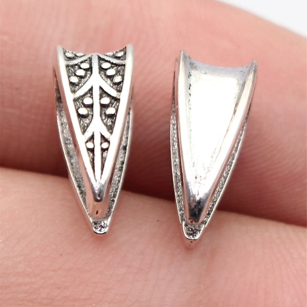 14x9.3x6mm 0.93g Antique Silver Zinc Alloy Carved Melon Seed Pendant Bail Clasp for DIY Jewelry