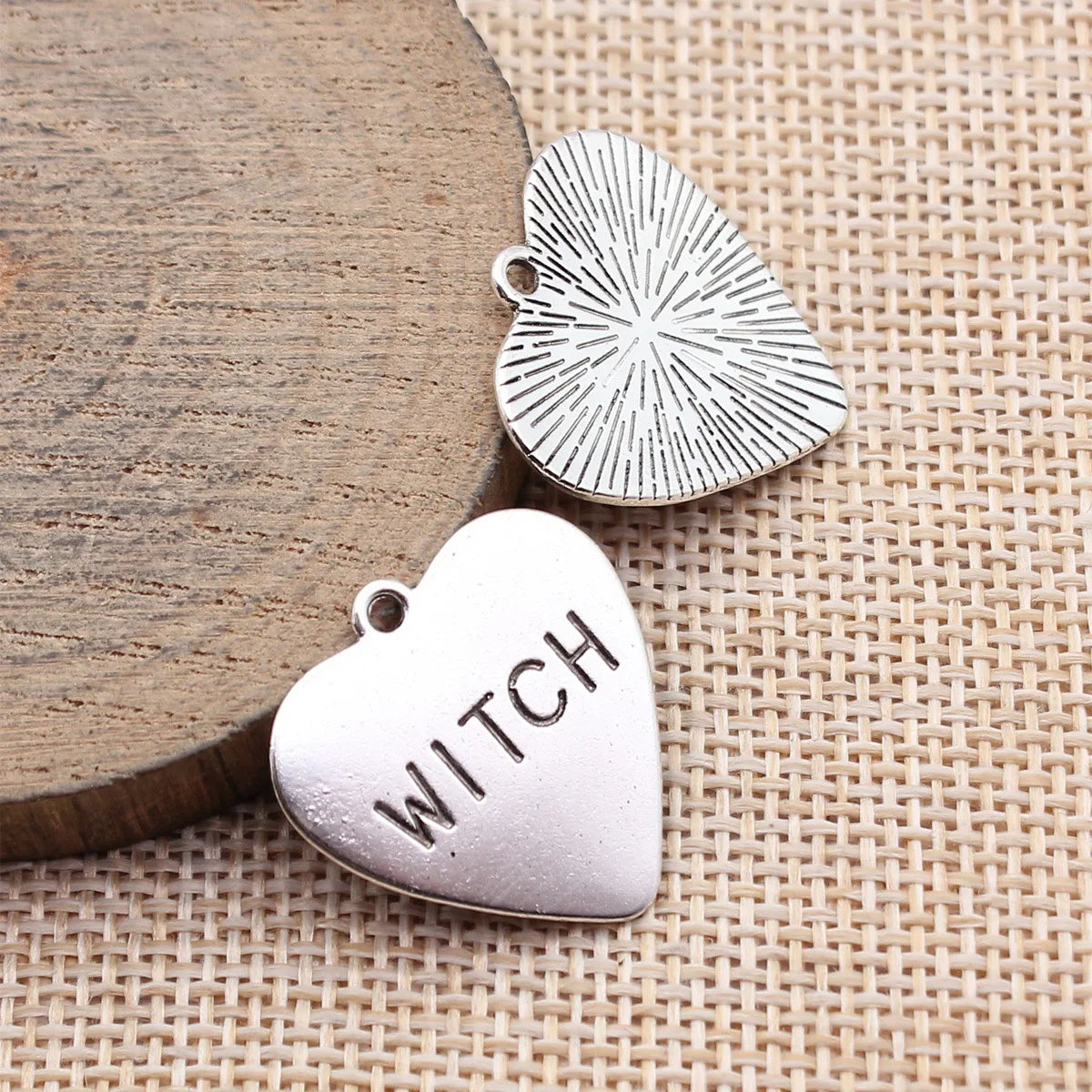 24x23mm 2.2g Antique Silver Zinc Alloy WITCH Heart Tag Charm Pendant for DIY Necklace Jewelry Making