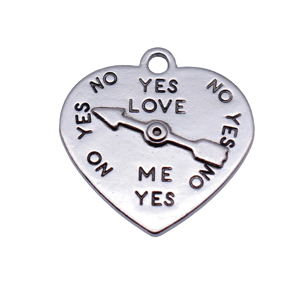 22x21mm 2.4g Antique Silver Zinc Alloy LOVE YES NO Game Wheel Charm Pendant for DIY Necklace Jewelry