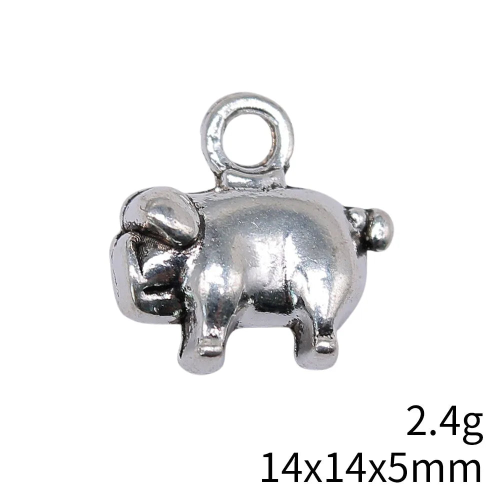 14x14x5mm 2.4g Multicolor Zinc Alloy 3D Pig Charm Pendant for DIY Necklace Bracelet Jewelry Making