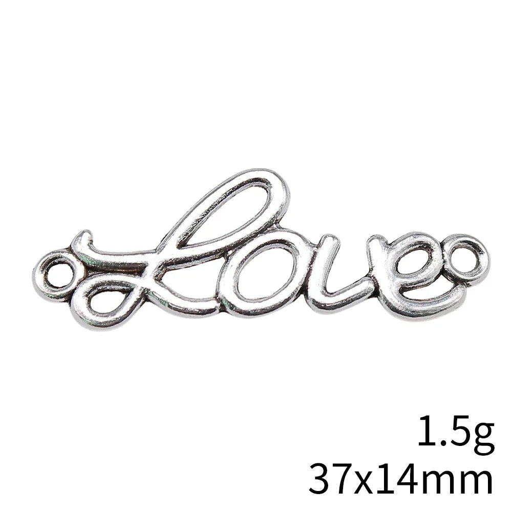 37x14mm 1.5g Multi Color Zinc Alloy love Letter Connector Charm for DIY Bracelet Jewelry Making