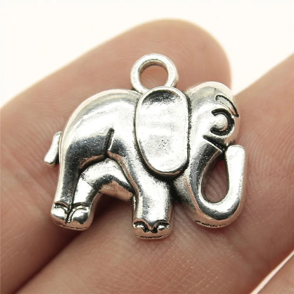 21x20mm 2.8g Antique Silver Zinc Alloy Elephant Charm Pendant for Necklace Bracelet Making