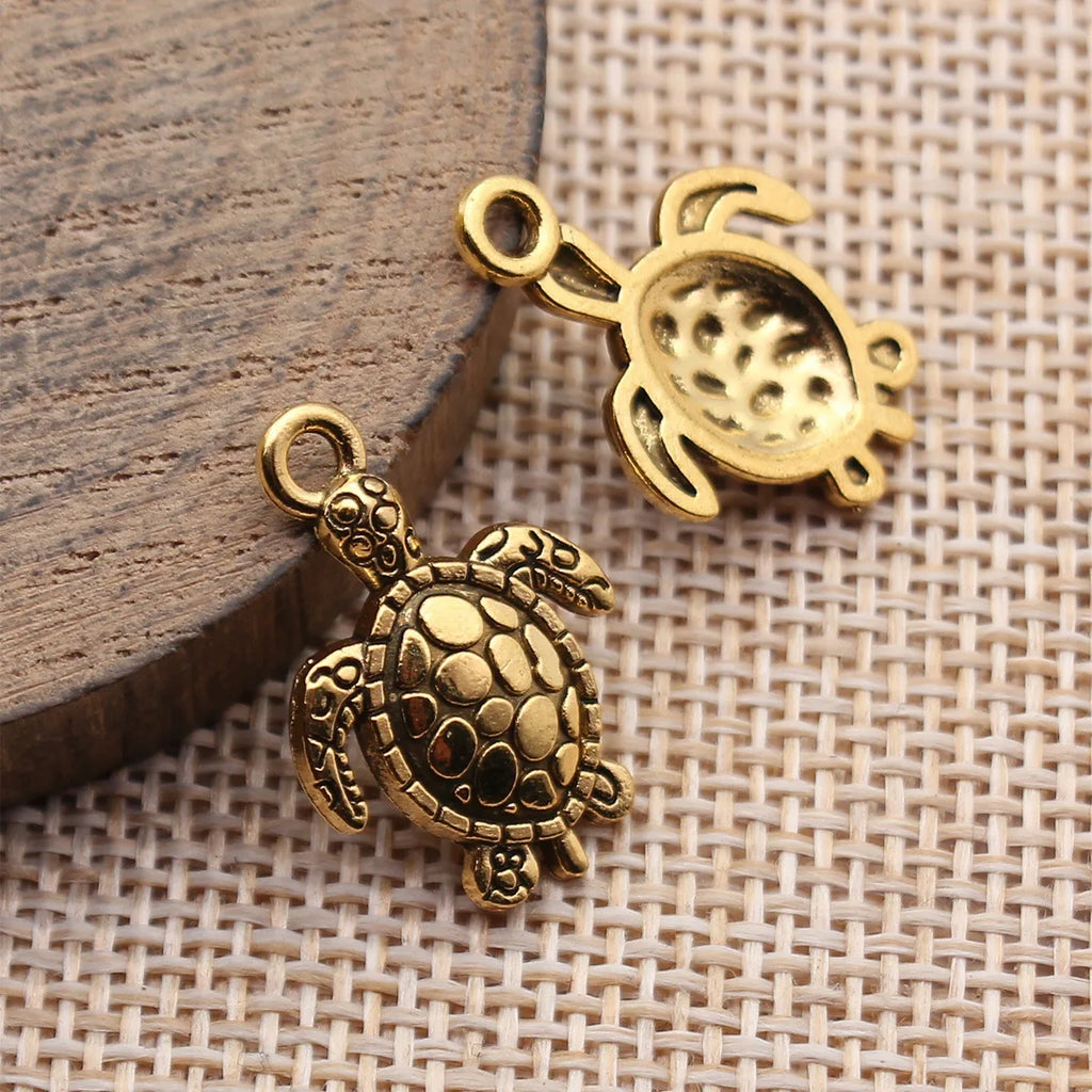 22x15mm 1.3g Zinc Alloy Sea Turtle Charm Pendant for DIY Bracelet Necklace Jewelry Making