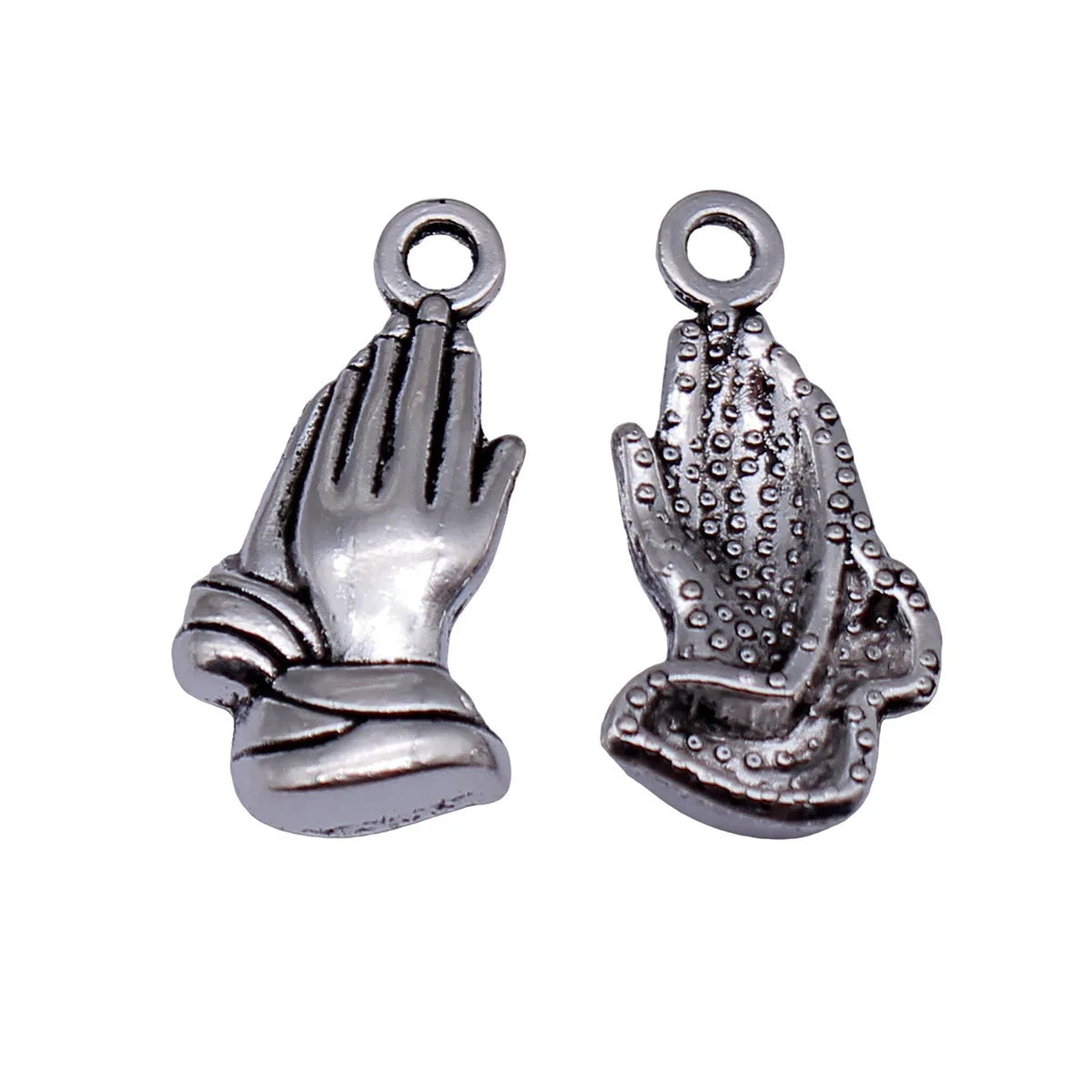 21x10mm 1.3g Antique Silver Zinc Alloy Praying Hands Charm Pendant for DIY Religious Jewelry