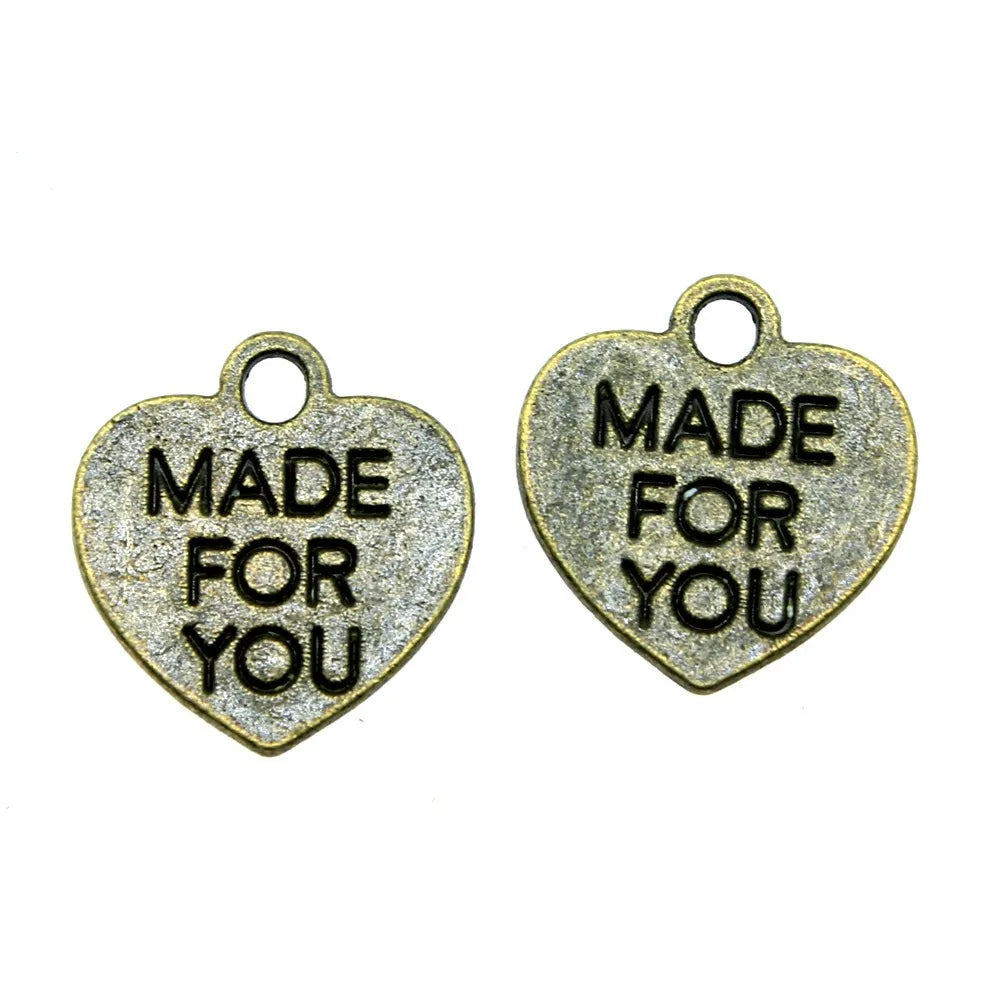 16x16mm 1.2g Antique Bronze Zinc Alloy Made for You Charm Pendant for DIY Necklace Bracelet Making