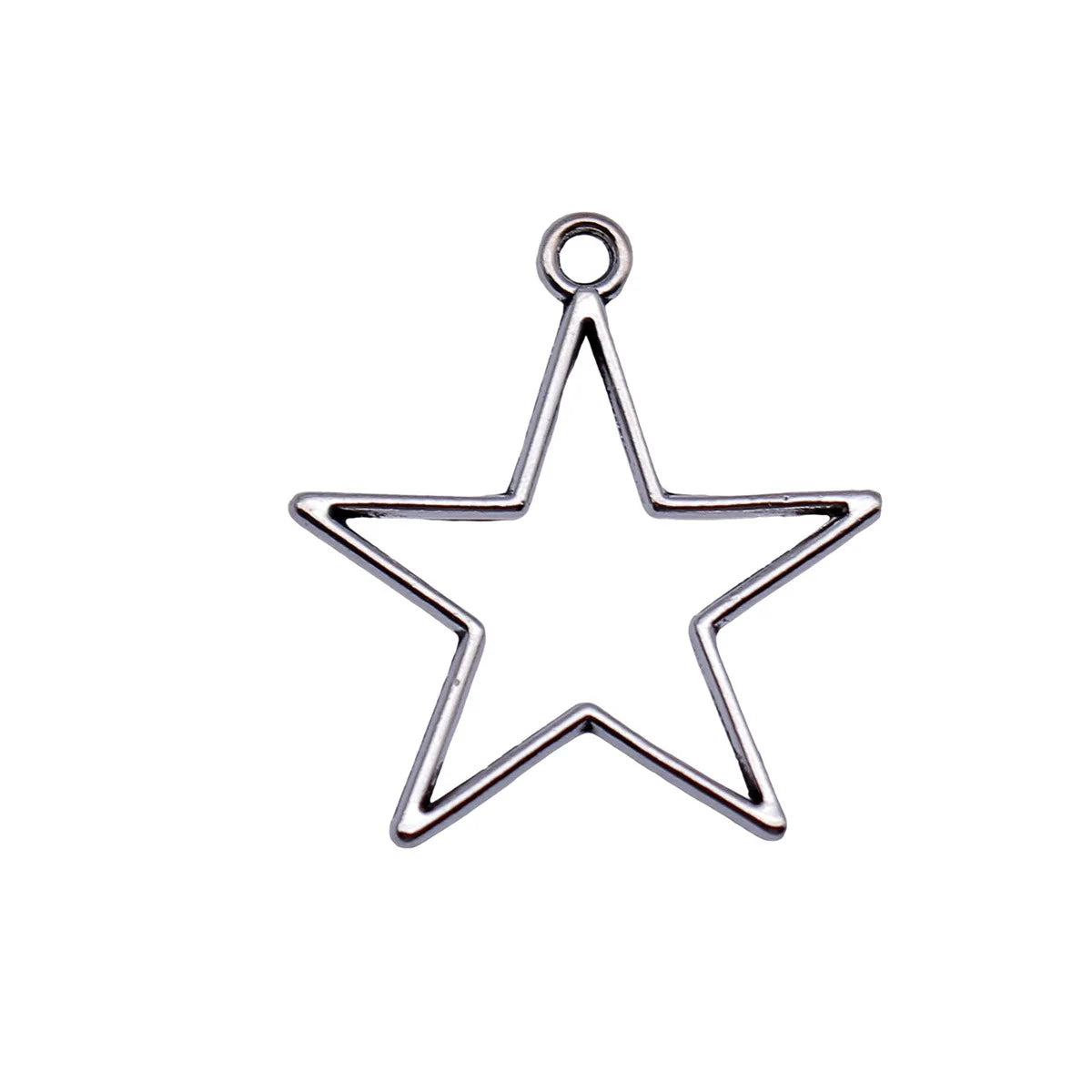 21x19mm 0.48g Antique Silver Zinc Alloy Hollow Five Point Star Charm Pendant for Bracelet Making