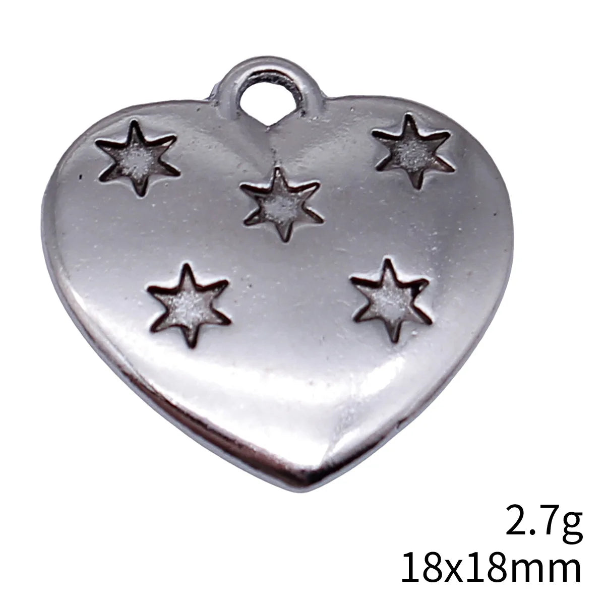 18x18mm 2.7g Antique Silver Zinc Alloy Six Point Star Pattern Heart Charm Pendant for DIY Jewelry Making