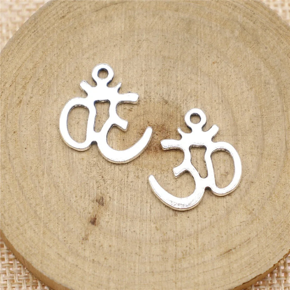 19x17mm 0.9g Antique Silver Zinc Alloy Om Symbol Charm Pendant for DIY Necklace Bracelet Jewelry Making