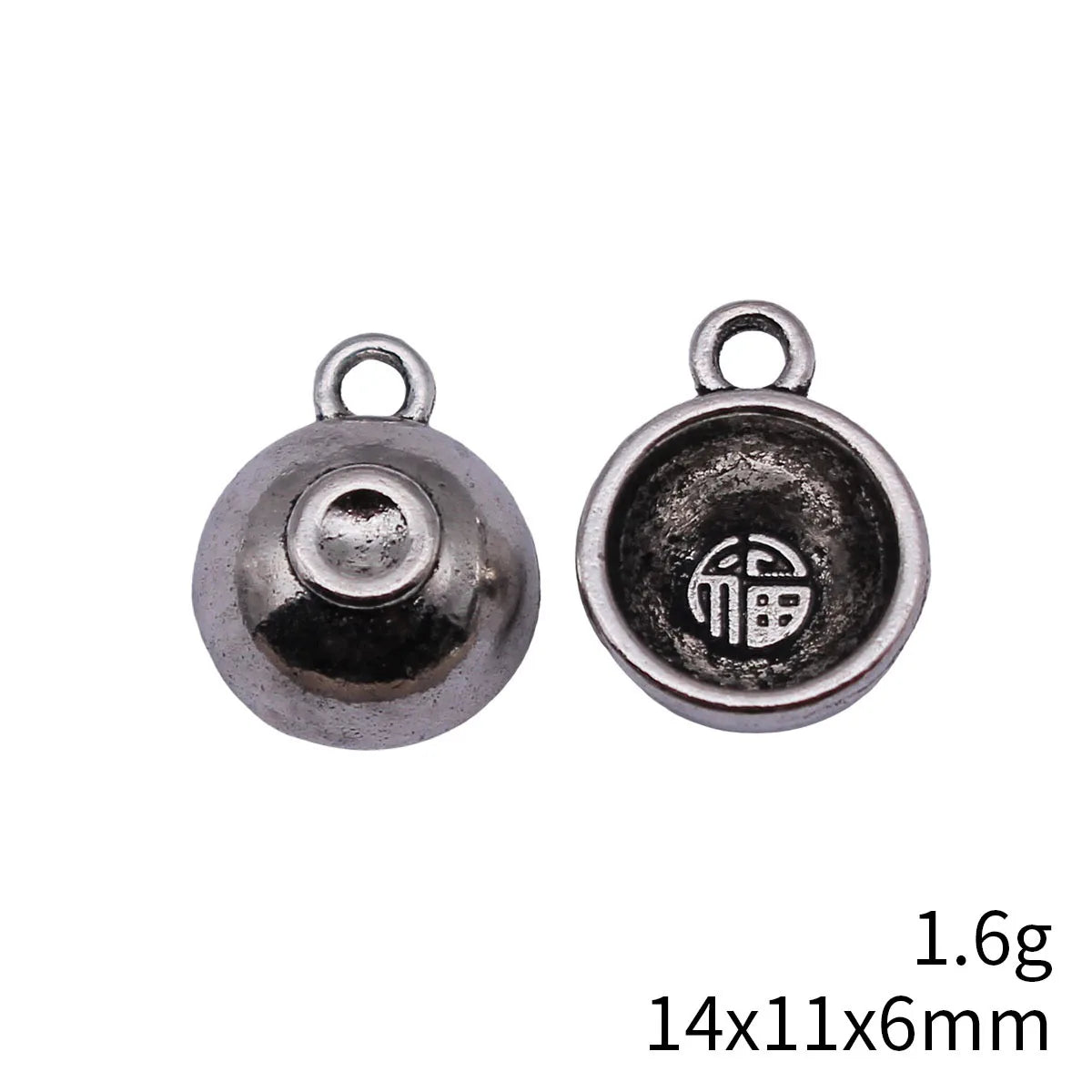 14x11x6mm 1.6g Multicolor Zinc Alloy Chinese Fu Bowl Charm Pendant for DIY Necklace Jewelry Making