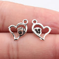 13x12mm 0.57g Antique Silver Zinc Alloy Hollow Flower Heart Charm Pendant for DIY Necklace Bracelet Making