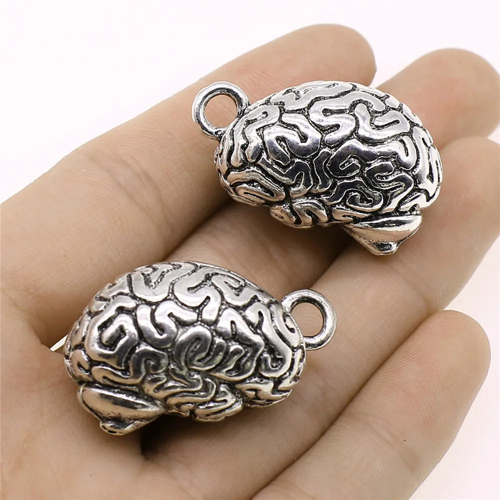 21x37mm 14.1g Antique Silver Zinc Alloy Anatomy Brain Charm Pendant for Necklace Jewelry Making