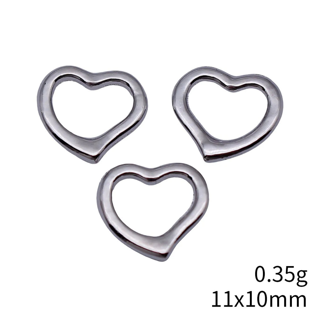 11x10mm 0.35g Silver Tone Zinc Alloy Hollow Heart Charm Pendant for DIY Necklace Bracelet Jewelry